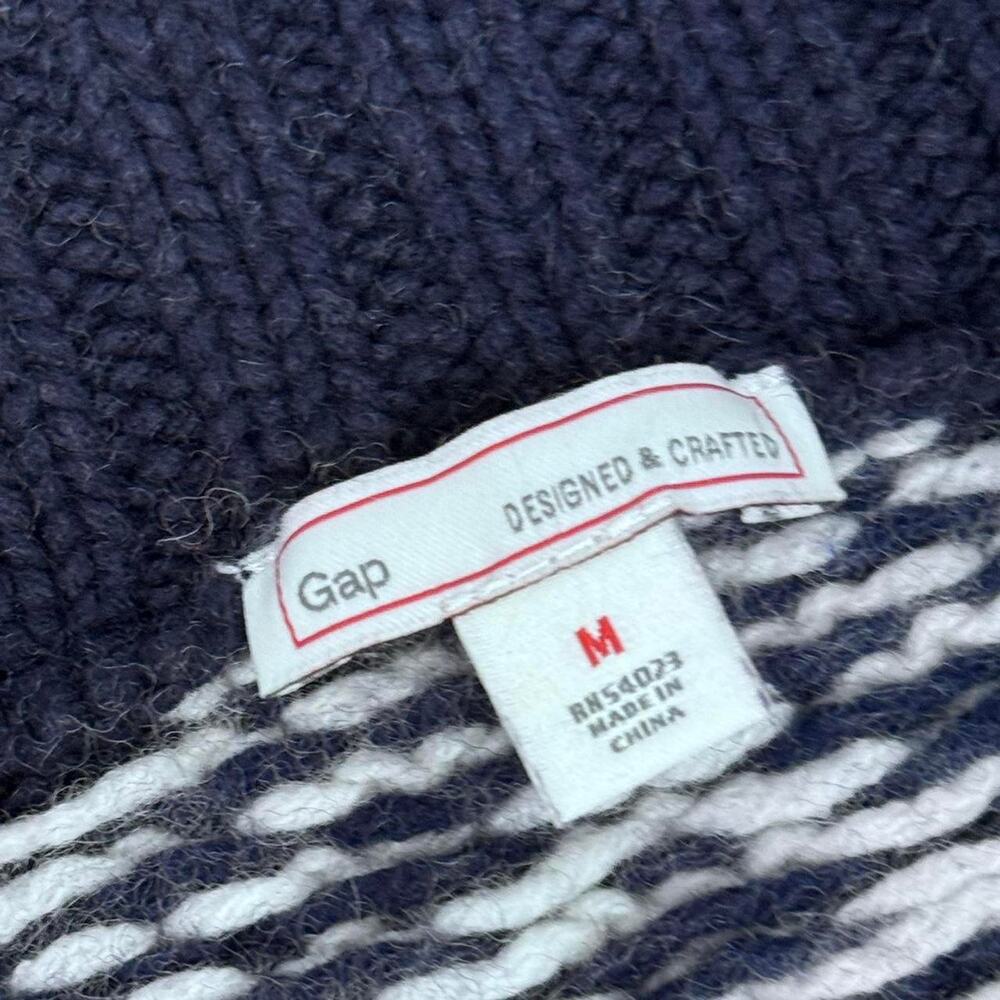 Fair Isle Knit Cardigan Gap Nordic Fisherman Sweater Chunky Knit Size Medium - Picture 6 of 7